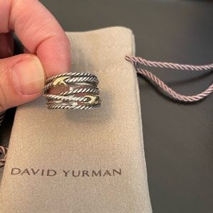David Yurman Double X Crossover Ring with 18K Yellow Gold